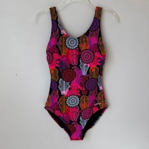 Dolphin Aquashape One Piece Swimsuit Pink Madrid Multi Soft Cup Bra Size 38/12
